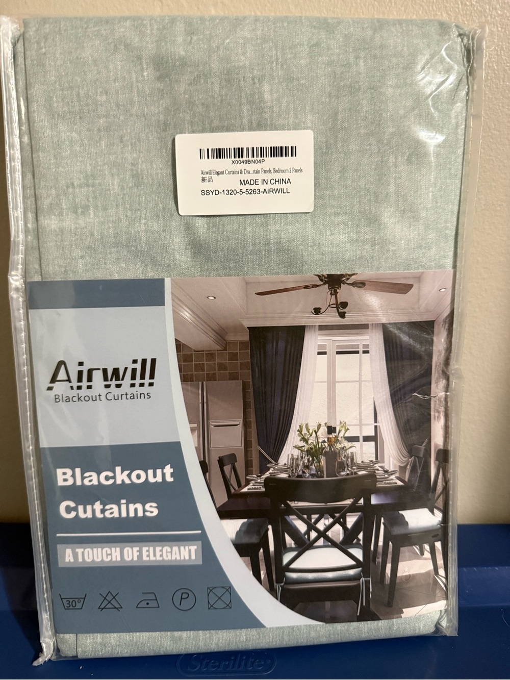 Light Teal Blackout Curtain Panel - Elegant Light Blue-Green